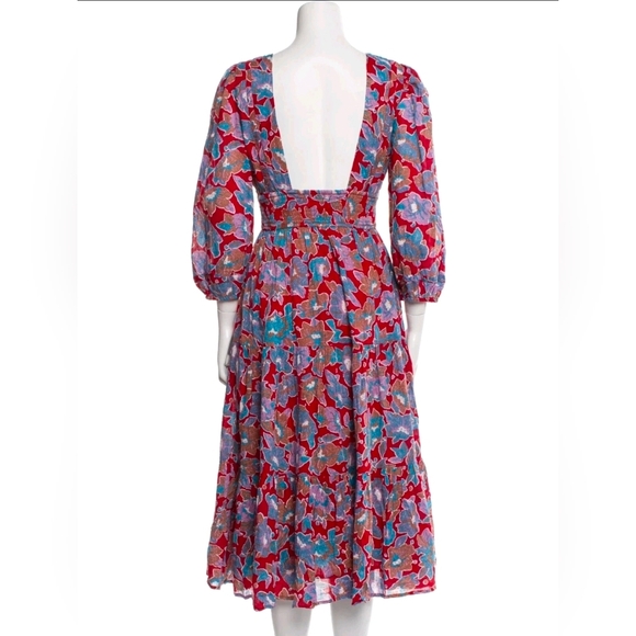 Caroline Costas Smocked Floral Print Dress - Picture 3 of 7